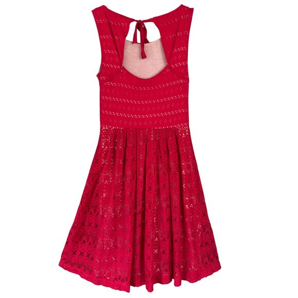 Anthropologie Postmark Dress Sunstream Eyelet Red Boho Prairie Cutout - Picture 7 of 14